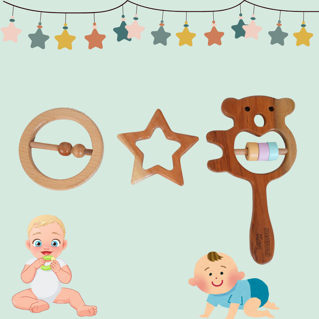 Wooden Teether Combo Age ( 0-12 Month)